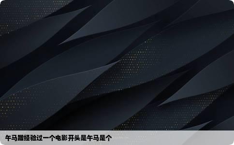 午马蹭经验过一个电影开头是午马是个